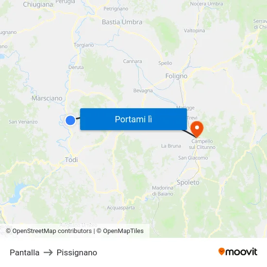 Pantalla to Pissignano map