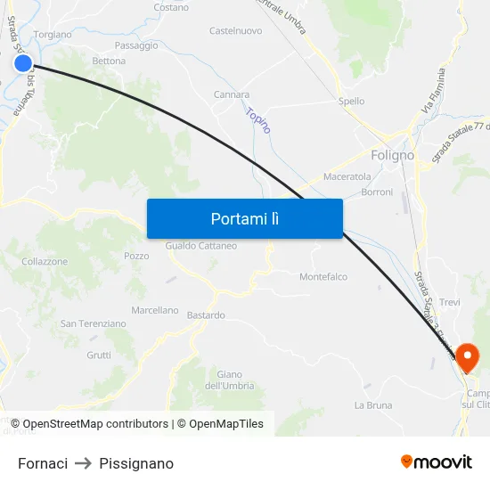 Fornaci to Pissignano map