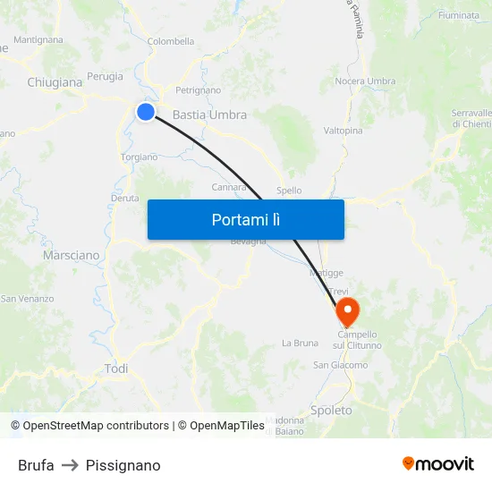 Brufa to Pissignano map