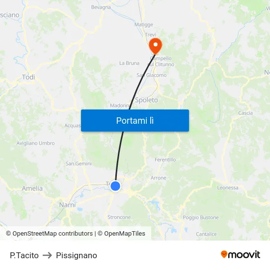 P.Tacito to Pissignano map