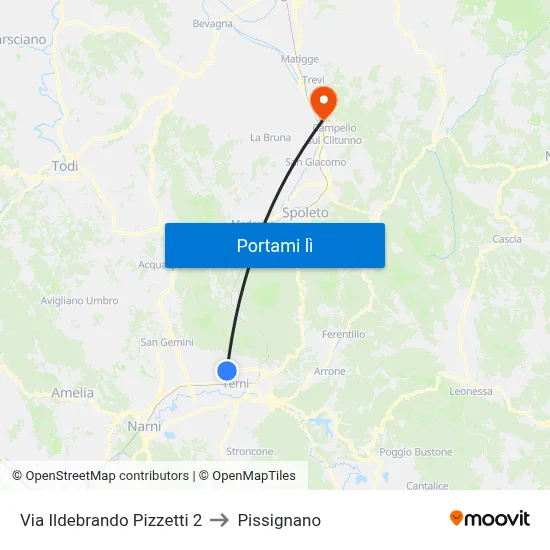 Via Ildebrando Pizzetti 2 to Pissignano map