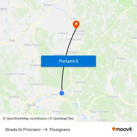Strada Di Prisciano to Pissignano map
