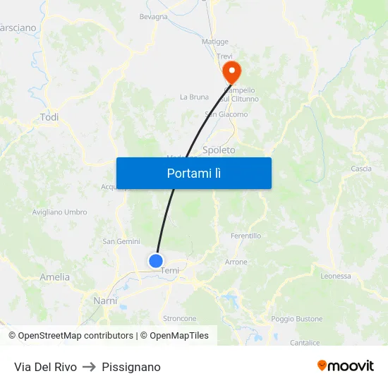 Via Del Rivo to Pissignano map