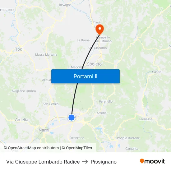 Via Giuseppe Lombardo Radice to Pissignano map