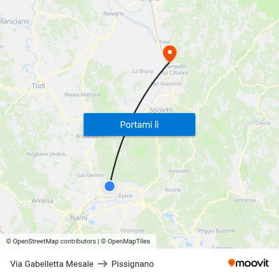 Via Gabelletta Mesale to Pissignano map