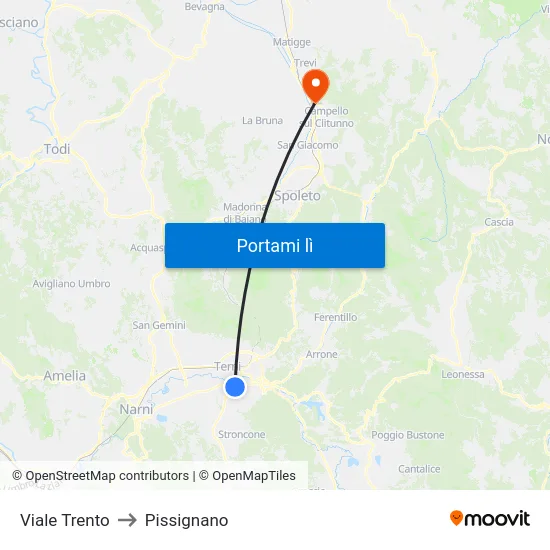 Viale Trento to Pissignano map