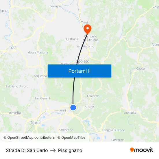 Strada Di San Carlo to Pissignano map