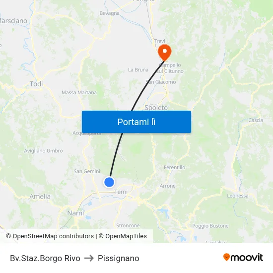 Bv.Staz.Borgo Rivo to Pissignano map