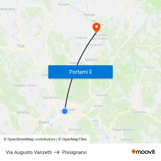 Via Augusto Vanzetti to Pissignano map
