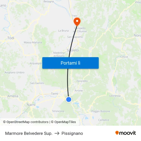 Marmore Belvedere Sup. to Pissignano map