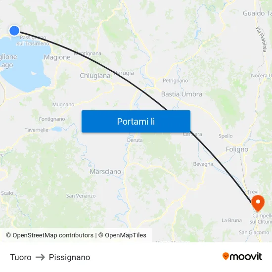 Tuoro to Pissignano map