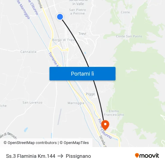 Ss.3 Flaminia Km.144 to Pissignano map