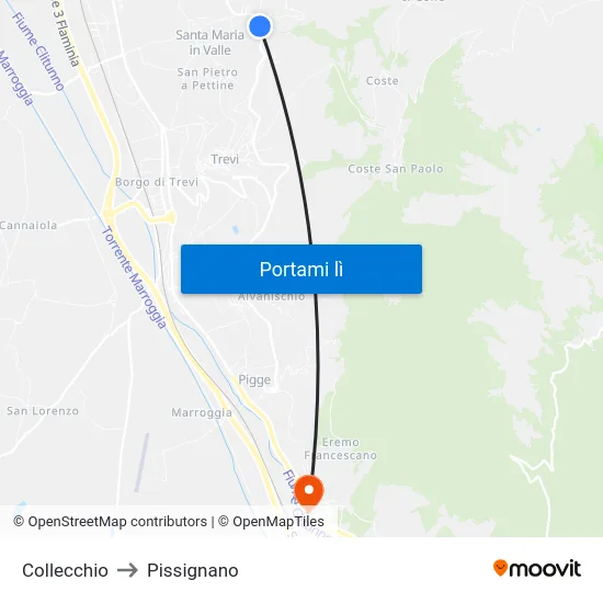 Collecchio to Pissignano map
