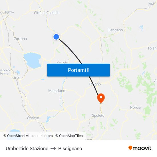 Umbertide Stazione to Pissignano map