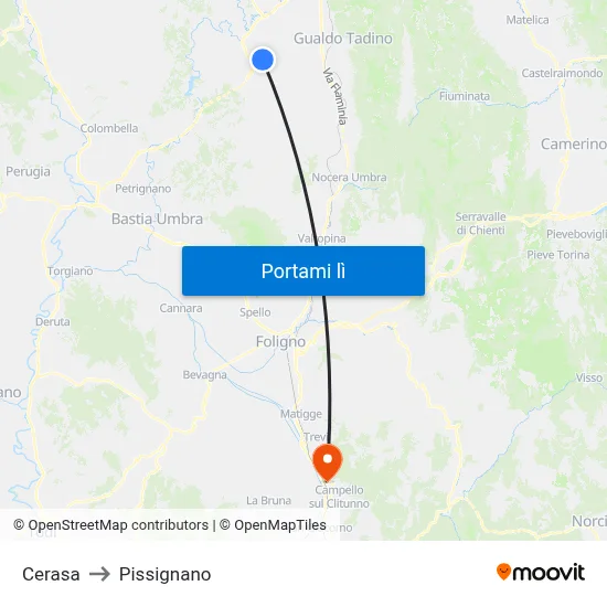 Cerasa to Pissignano map