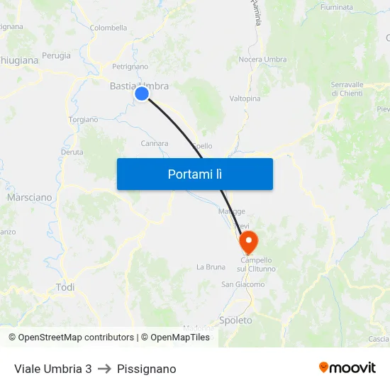 Viale Umbria 3 to Pissignano map