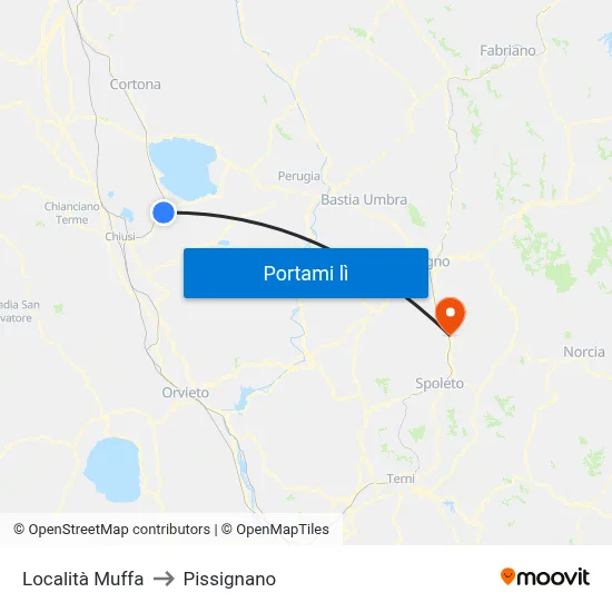 Località Muffa to Pissignano map