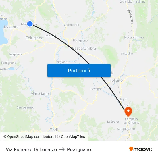 Via Fiorenzo Di Lorenzo to Pissignano map