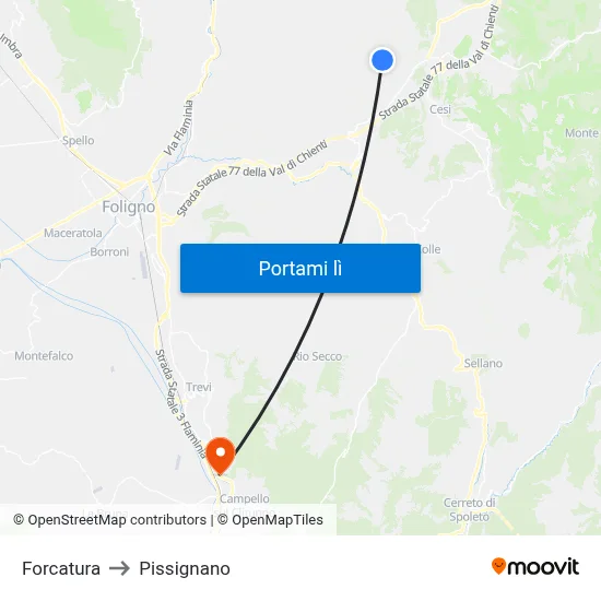 Forcatura to Pissignano map