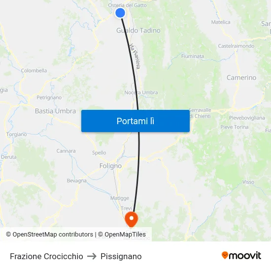 Frazione Crocicchio to Pissignano map