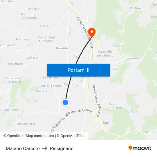 Maiano Carcere to Pissignano map