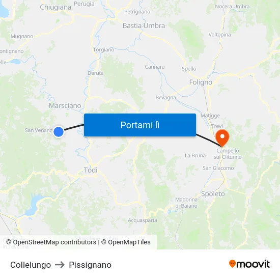 Collelungo to Pissignano map