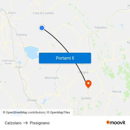 Calzolaro to Pissignano map