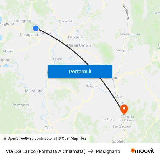 Via Del Larice (Fermata A Chiamata) to Pissignano map
