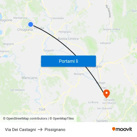 Via Dei Castagni to Pissignano map