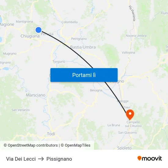 Via Dei Lecci to Pissignano map