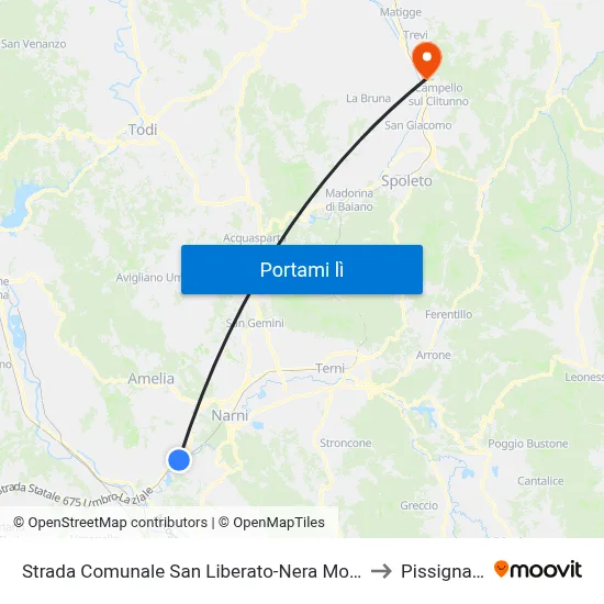Strada Comunale San Liberato-Nera Montoro to Pissignano map