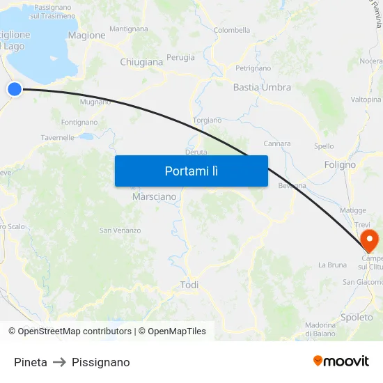 Pineta to Pissignano map
