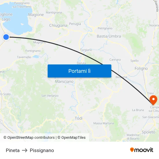 Pineta to Pissignano map