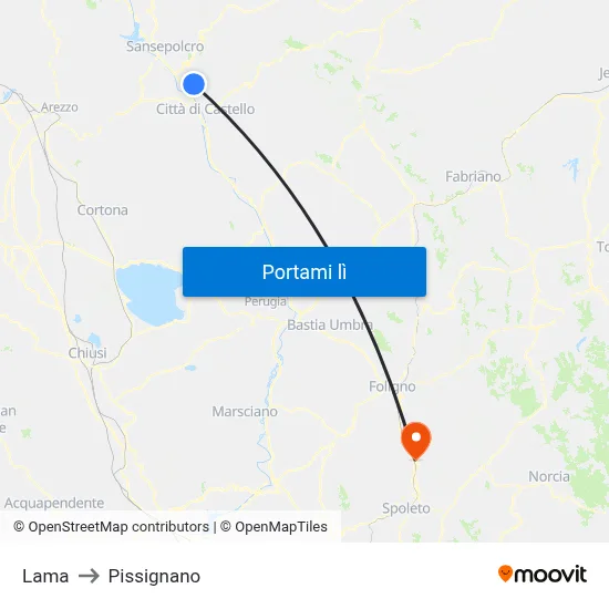 Lama to Pissignano map