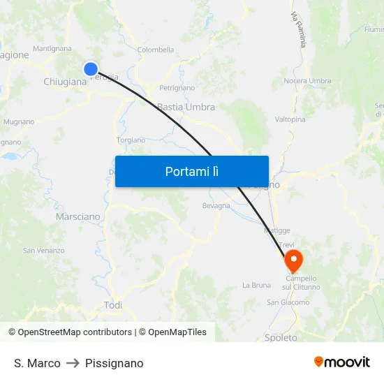 S. Marco to Pissignano map