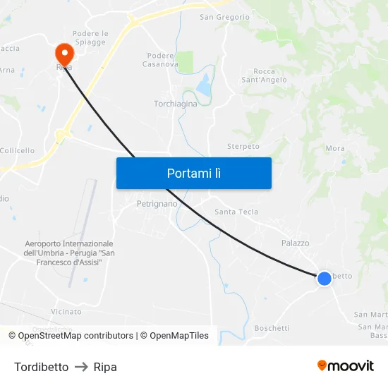 Tordibetto to Ripa map