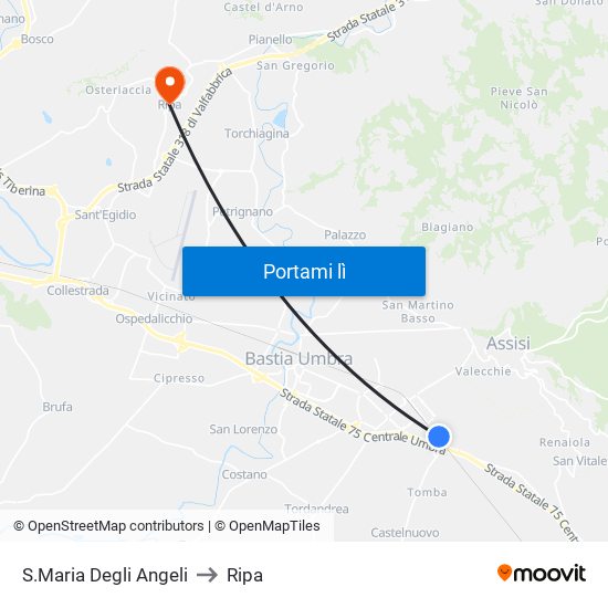 S.Maria Degli Angeli to Ripa map