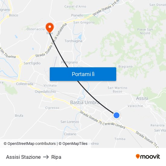 Assisi Stazione to Ripa map