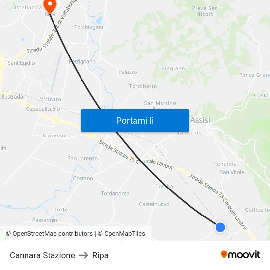 Cannara Stazione to Ripa map