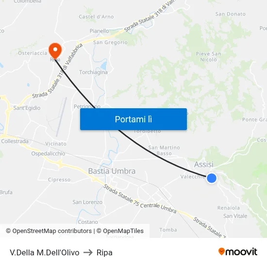 V.Della M.Dell'Olivo to Ripa map