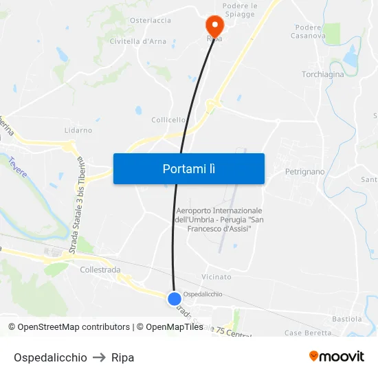 Ospedalicchio to Ripa map