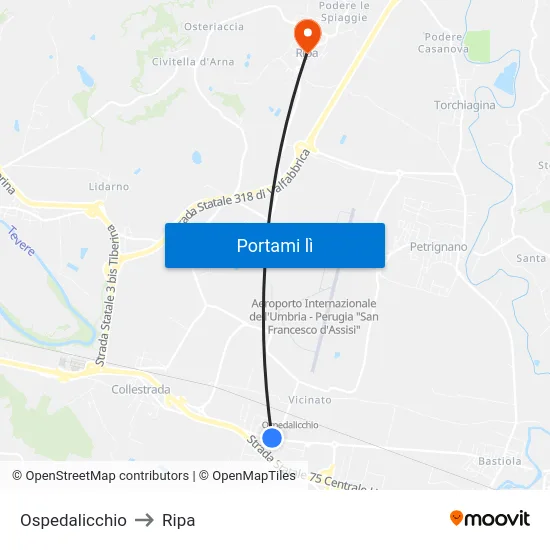 Ospedalicchio to Ripa map