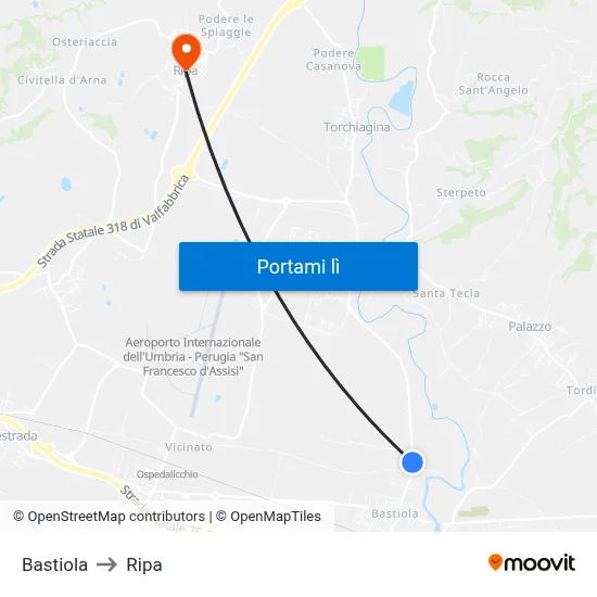 Bastiola to Ripa map
