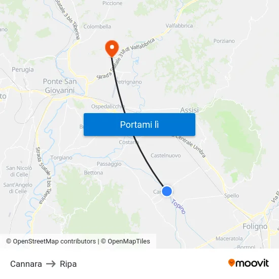 Cannara to Ripa map