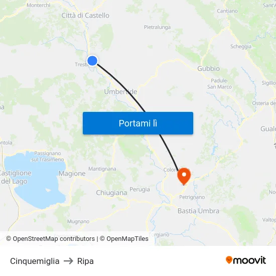 Cinquemiglia to Ripa map