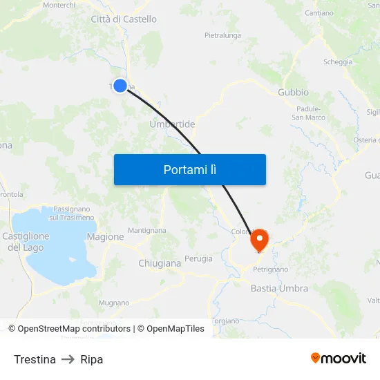 Trestina to Ripa map