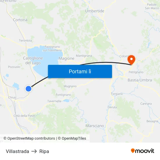 Villastrada to Ripa map