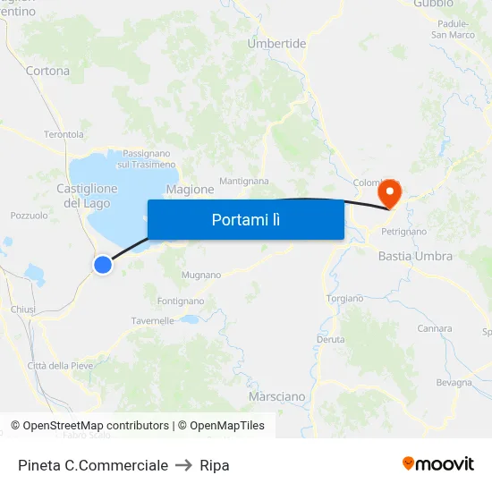 Pineta C.Commerciale to Ripa map