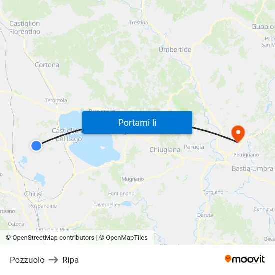 Pozzuolo to Ripa map