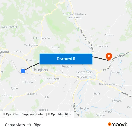Castelvieto to Ripa map